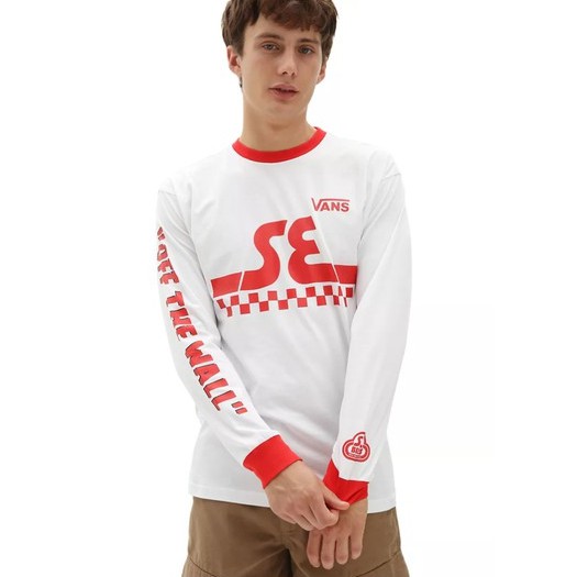 KAOS LENGAN PANJANG VANS OFF THE WALL | SE BIKES LS (SE BIKES) WHITE / HIGH RISK RED