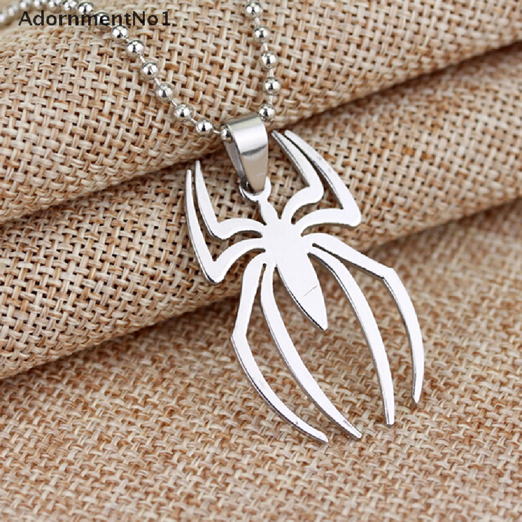 (AdornmentNo1) Kalung Rantai Dengan Liontin Laba-Laba Marvel Super Heroes Bahan Stainless Steel