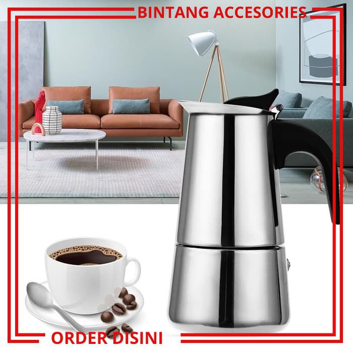 W205 MESIN KOPI 6 CUP TEKO KOPI MESIN KOPI ESPRESSO 300ML COFFEE MAKER PERALATAN KOPI MESIN ITALY