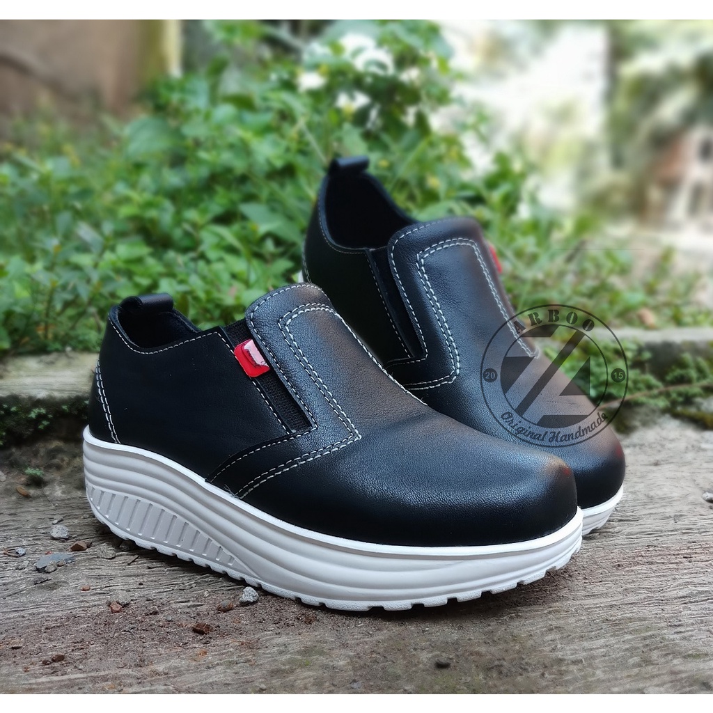 SEPATU WEDGES WANITA SEPATU CASUAL KERJA WANITA KULIT SAPI ASLI