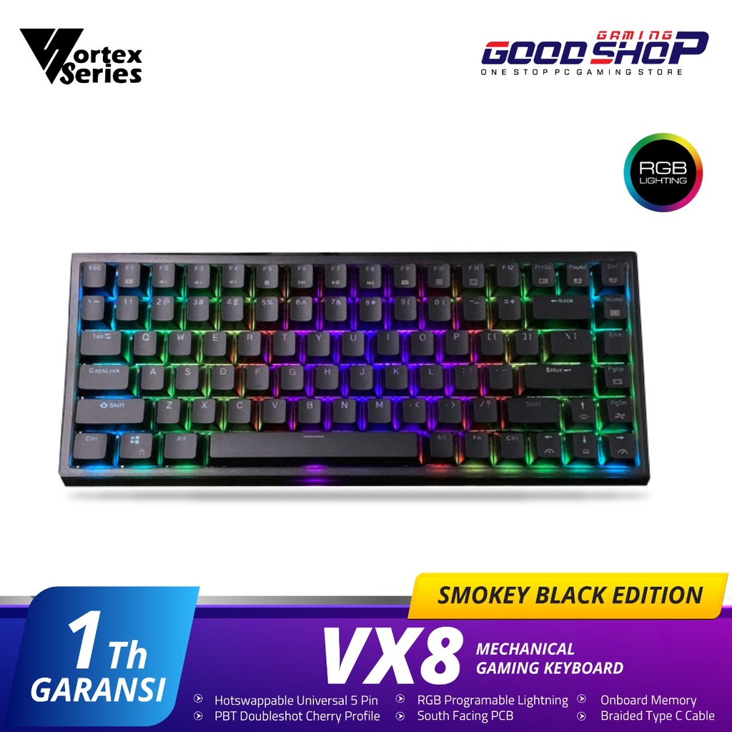 VortexSeries VX8 Mechanical Keyboard - Smokey Black