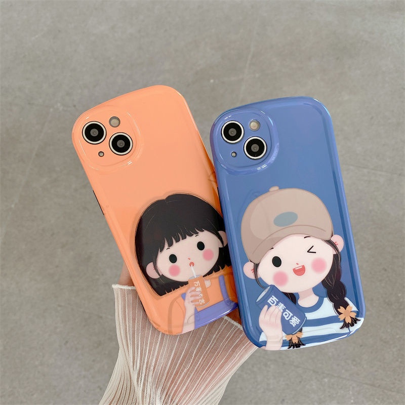 Case Lensa Bulat Motif Kartun Perempuan Untuk iphone 12 13 11 Pro Max X Xs Max Xr Fih8