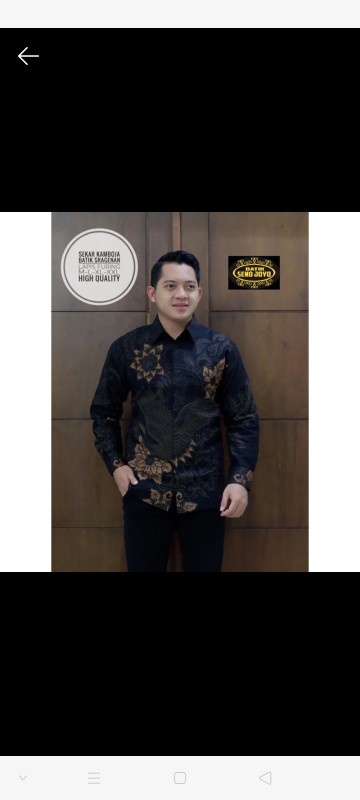 Batik Pria Sekar Kamboja Lapis Furing Katun Halus Sragenan Size M-xxl Asli Solo High Quality
