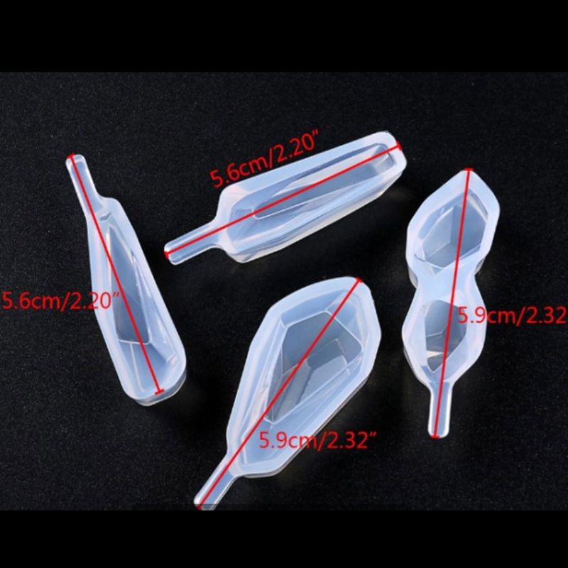 Glitter 4Pcs Gem Crystal Silicone Resin Molds Earring Pendant Necklace Jewelry Tools