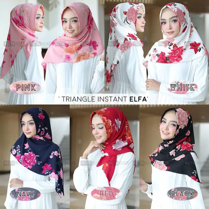 Hijab Triangle Instan motif bunga elfa