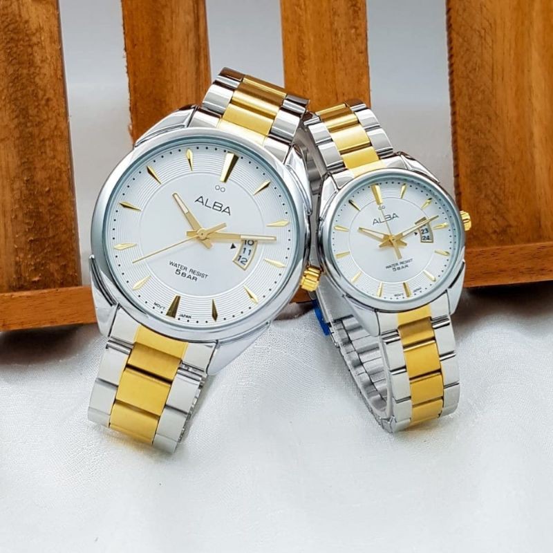 ALBA JAM TANGAN COUPLE PRIA DAN WANITA RANTAI STAINLIS STEEL