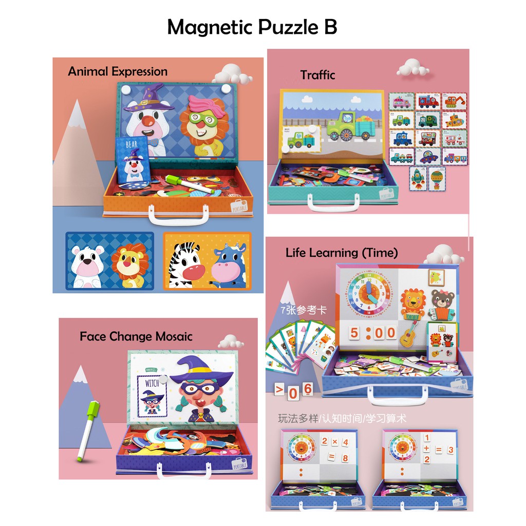 Mainan Kayu Puzzle Magnetik Magnetic Wooden Toy Edukasi Anak