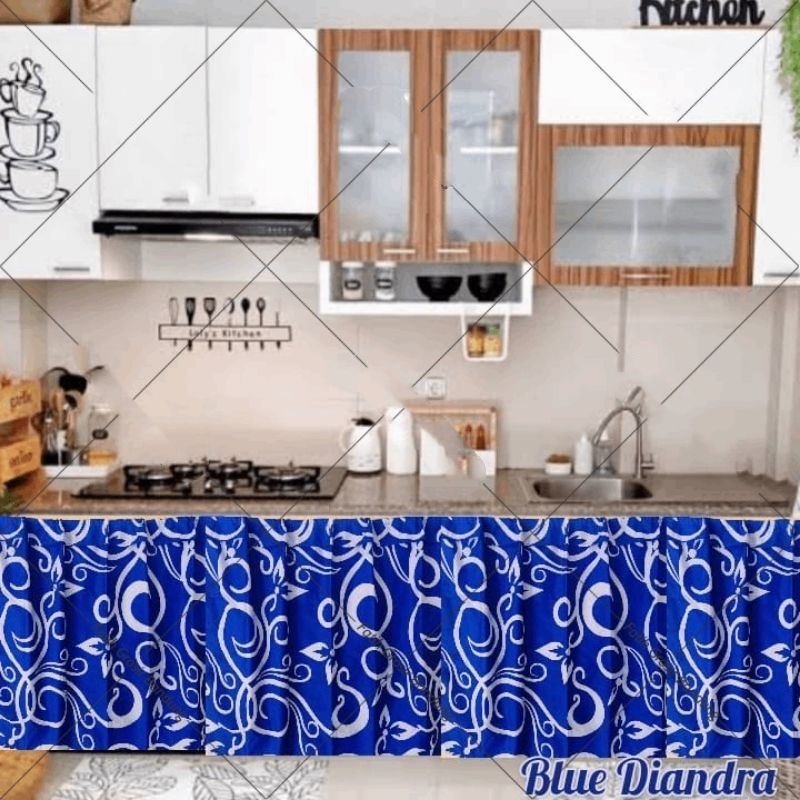 Penutup bawah tempat Dapur / penutup kolong kitchen set / Tirai gorden hordeng kolong dapur cantik