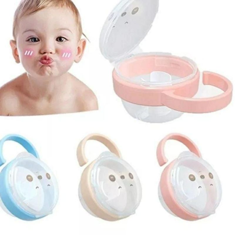 Empeng Silikon / kompeng silicone bayi Pacifier Baby Wadah Box kotak empeng Food Grade Silicone Soother