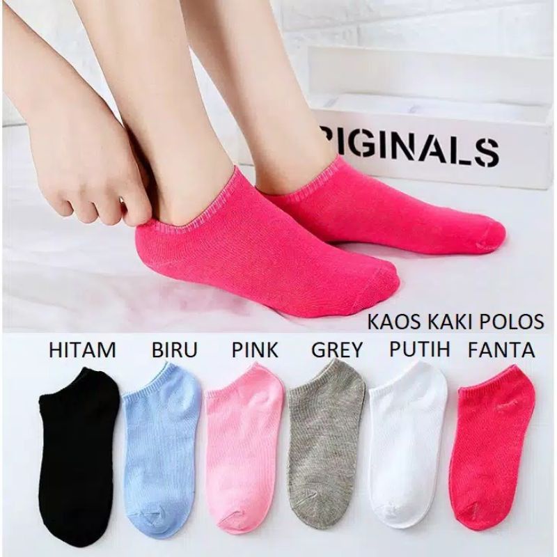 Kaos Kaki Cewek Wanita Ankle Kaos Kaki Pendek Motif Polos Kaos Kaki Semata Kaki Bahan Halus