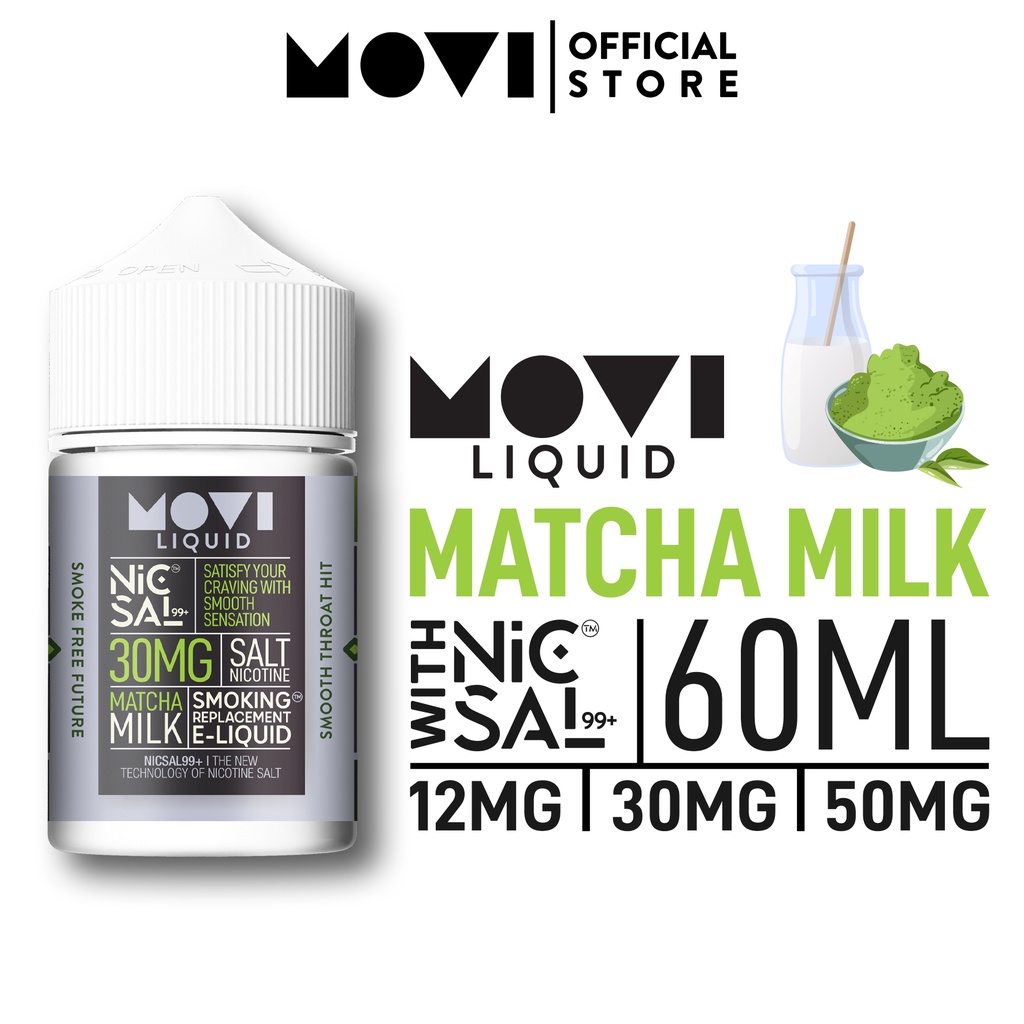 Jual MOVI LIQUID NICSAL 99+ MATCHA MILK SALT NIC Shopee Indonesia