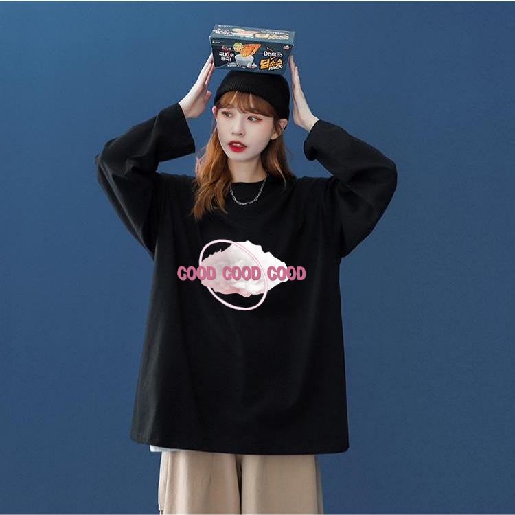 Korean Kaos oversize wanita lengan panjang kaos korea wanita