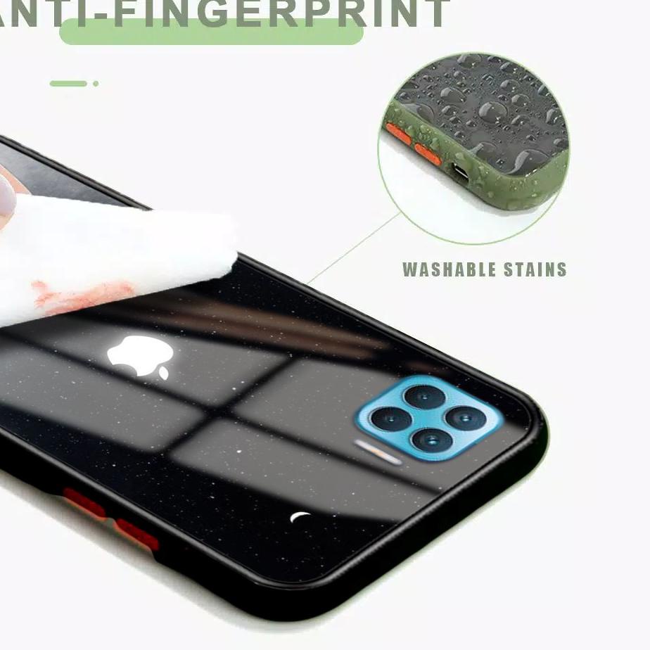 [Model baru] ➵ Softcase Glass Kaca Oppo Reno 4F Logo Iphone [SF76] Casing Hp Opppo Reno 4F Pelindung