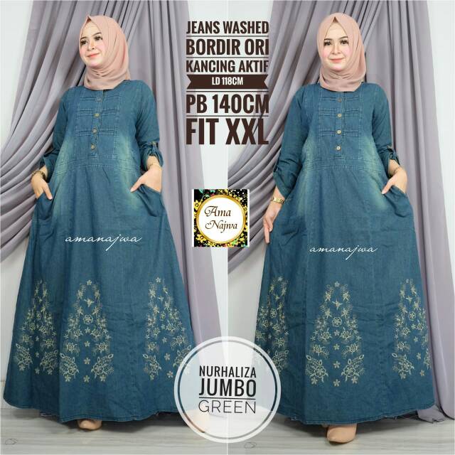 GAMIS JEANS NURHALIZA JUMBO GREEN BY AMA NAJWA