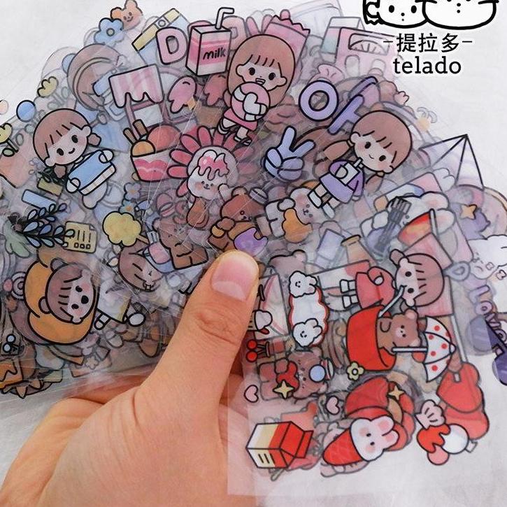 

ナ Sticker Set Diary Book Aesthetic Sticker Deco 20/100Lembar Stiker Tumblr Botol Hp LapStiker 2D Plastik Lucu Viral Sticker DIY Kekinian Limited