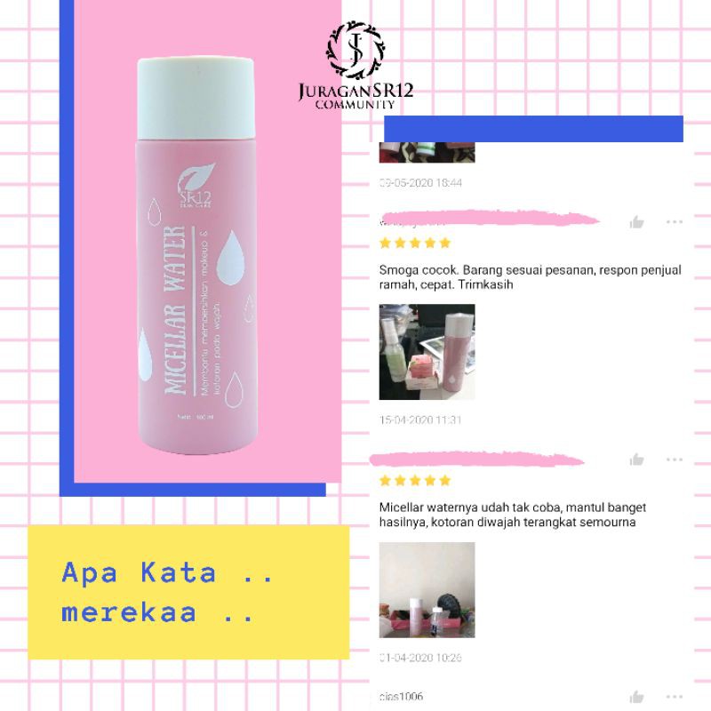 SR12 MICELLAR WATER / MELEMBABKAN WAJAH SECARA ALAMI DAN MEMBERSIHKAN SISA MAKEUP