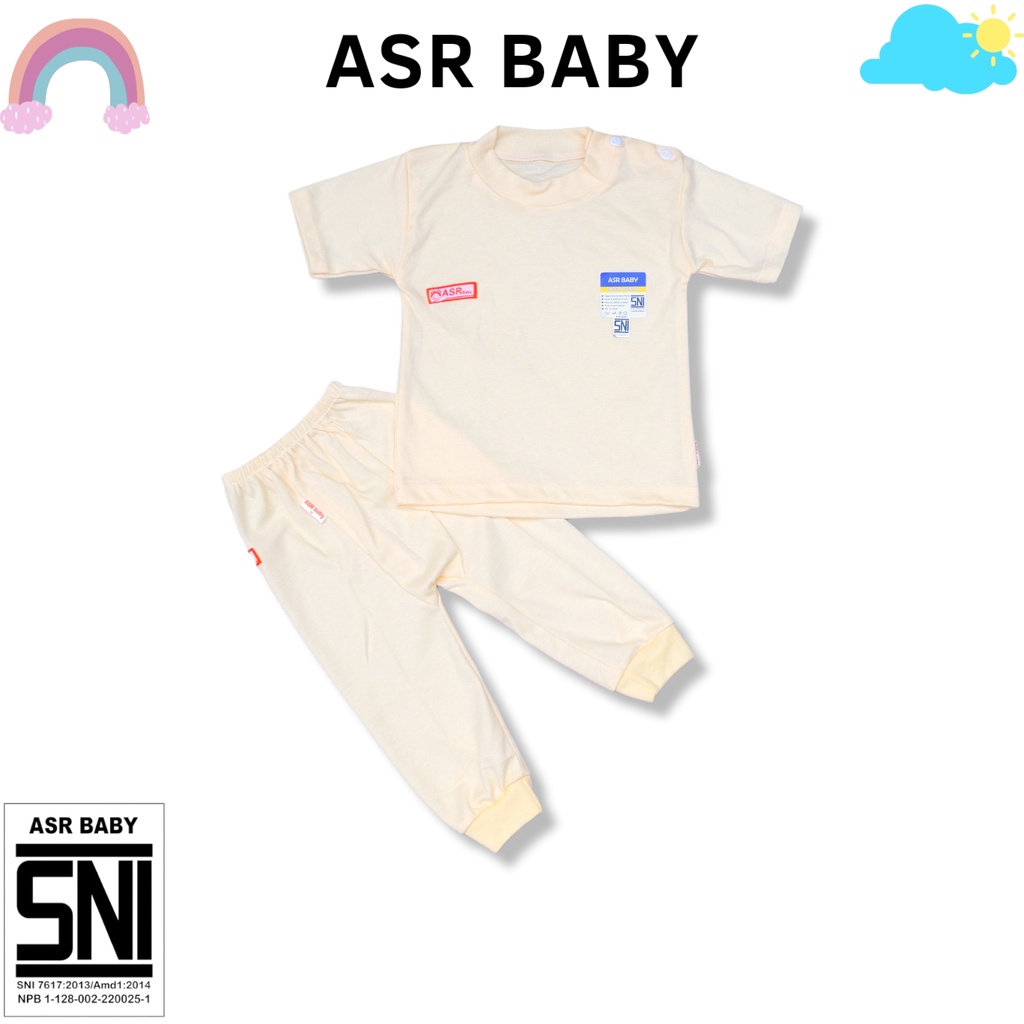 SETELAN BAJU BAYI PENDEK CELANA PAMPERS KATUN DOUBLE USIA 3-20 BULAN POLOS ASR BABY SNI