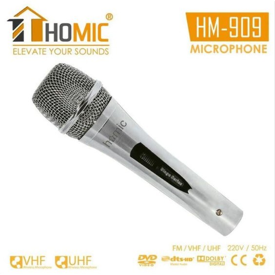 Mic Microphone Microfon Homic HM-909 Full Stainless Karaoke