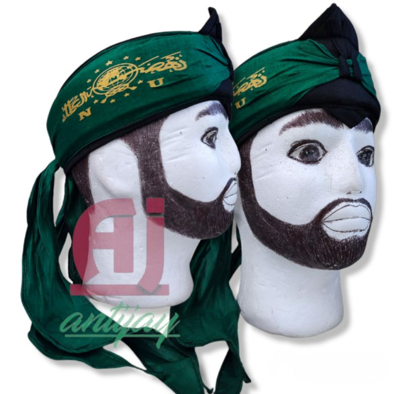 blangkon udeng iket kepala dewasa motif sablon nu nahdatul ulama warna hijau praktis jadi murah saja