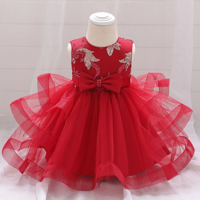 Party Dress Gown Baby Tutu / Dress Gaun Baju Pesta Anak Bayi Pita Merah Pink Tutu Premium Import-1