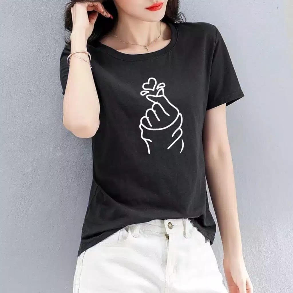 Kaos Wanita Korean Love Baru / Tshirt Combed 30s Wanita / Tumblr Tee / Atasan Baju Lengan Pendek