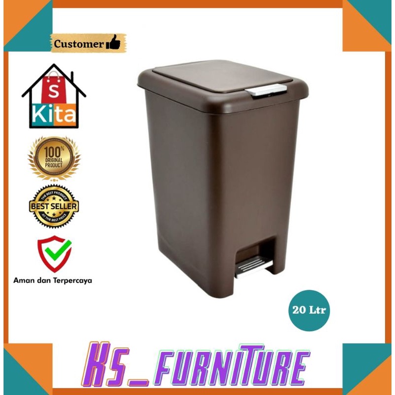 Krisbow tempat sampah 20 Ltr tong sampah tempat sampah Ruangan tempat sampah Injak tong sampah kamar