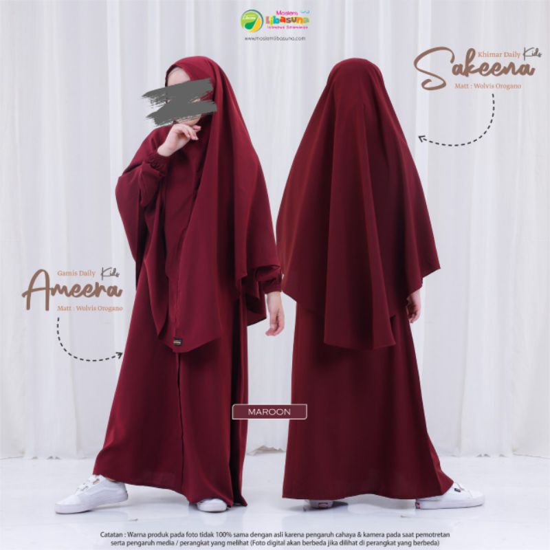 GAMIS ANAK AMEERA MAROON MOSLEM LIBASUNA
