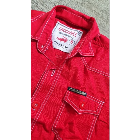 Kemeja anak Laki laki merah Crocodile 5y 6y 7y preloved like new
