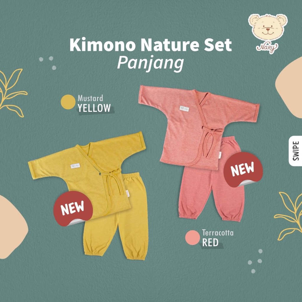 Nary Kimono Nature Set Lengan Panjang Celana Panjang SNI - Setelan Kimono Bayi Earhtone Series