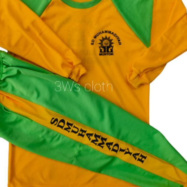 LANGSUNG KIRIM.. SETELAN KAOS OLAHRAGA ANAK PAUD RA TK SD MI | KUNING HIJAU MUDA