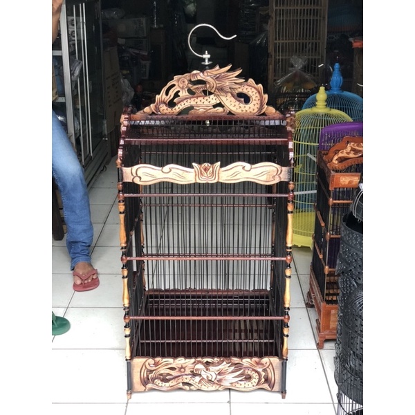 Sangkar/Kandang kotak Ukir Solo untuk Kacer