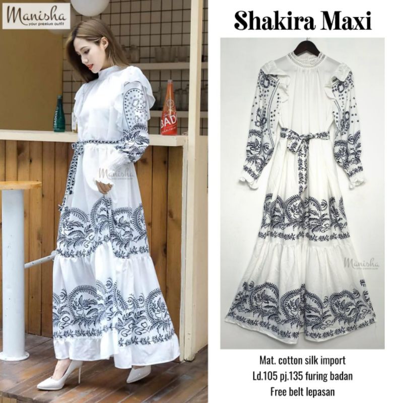 SHAKIRA MAXY ORI BY MANISHA DRESS PUTIH KEKINIAN