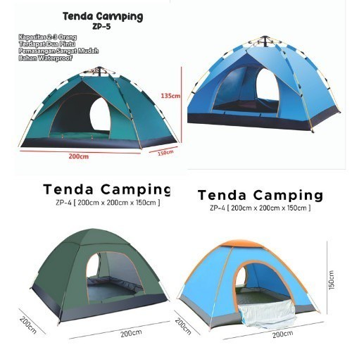 PROMO Tenda Camping Biru Kapasitas 1-3 Orang Tenda Otomatis Outdoor &amp; Indoor Tenda Gunung  -TERMURAH