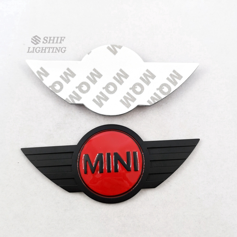 1pc Stiker Emblem Logo Sayap Mini Bahan Metal Untuk Mini Cooper