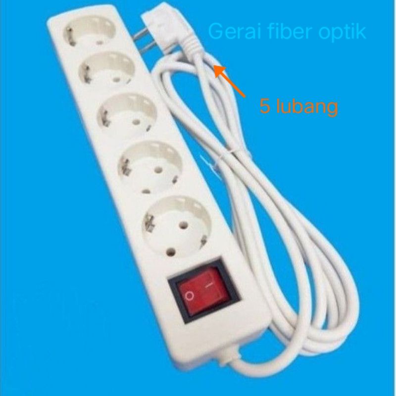 Stop Kontak 5 Lubang + Kabel 3 meter / Stop Kontak Kabel Gecom siap pakai