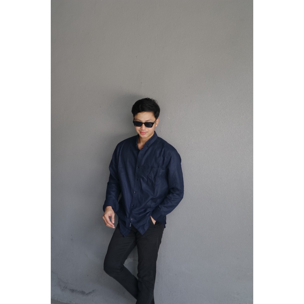 KEMEJA POLOS PANJANG FENNEL NAVY