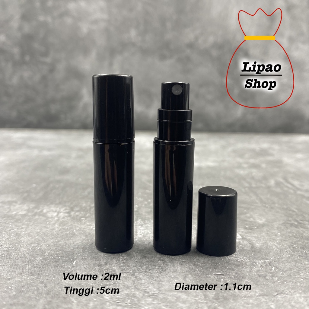 Botol Parfum Spray Plastik HITAM 2ml Vial Press Pen Mini Travel Sample Plastik Hitam