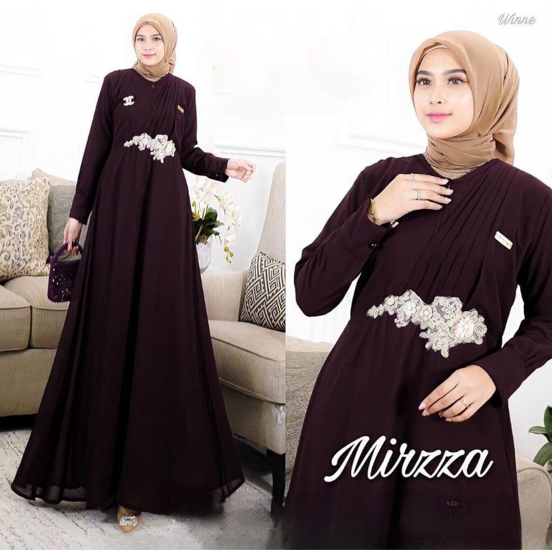 Mirzza Dress Gamis kondangan mewah aplikasi renda Gaun kondangan gamis pesta terbaru 2022