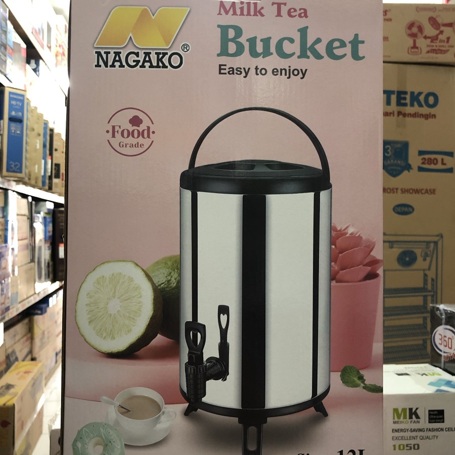 MILK TEA  BUCKET NAGAKO 12 L / DRINK  JAR STAINLESS  STEEL  NAGAKO 12L BUCKET MILK TEA