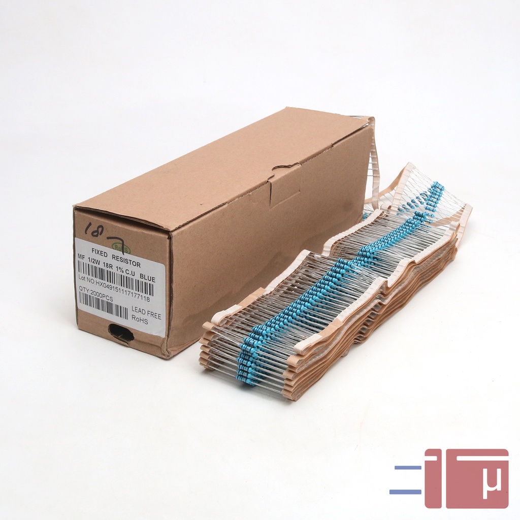 x10 Resistor 18R 18 Ohm 1/2W Metal Film 1% Taiwan Kaki Tembaga