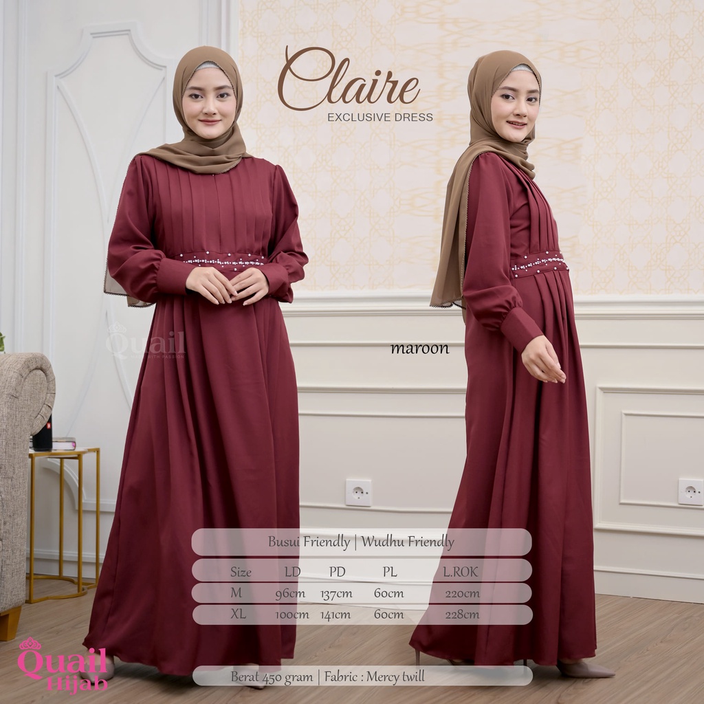 Quail Hijab - CLAIRE EXCLUSIVE DRESS ORI QUAIL GAMIS BAJU