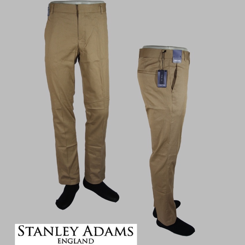 COD Celana Panjang Chino Pria Slimfit Stanley Adams Khaki Polos 100% Original Brand