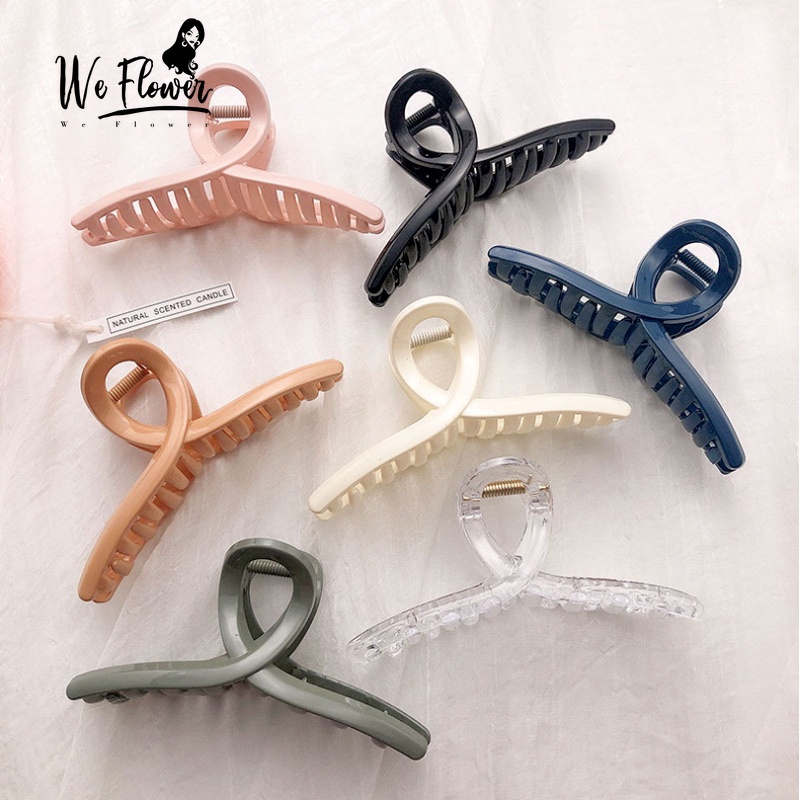 We Flower Trendy Cross Butterfly Hair Claw Clips for Women Girls Big Ponytail Hairpin Banana Hair Clamp