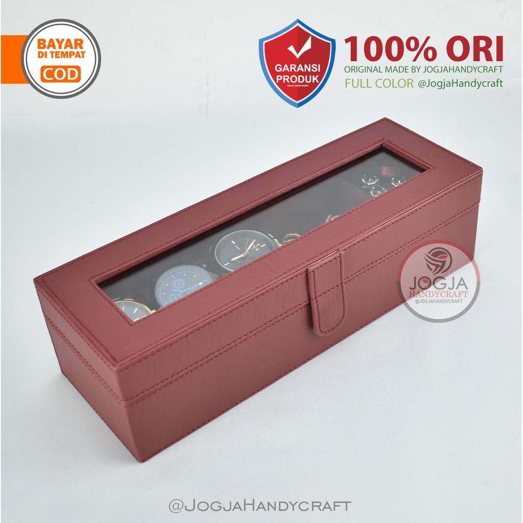 Red Maroon Box Tempat Jam Tangan isi 3 + Tempat Perhiasan &amp; Aksesoris