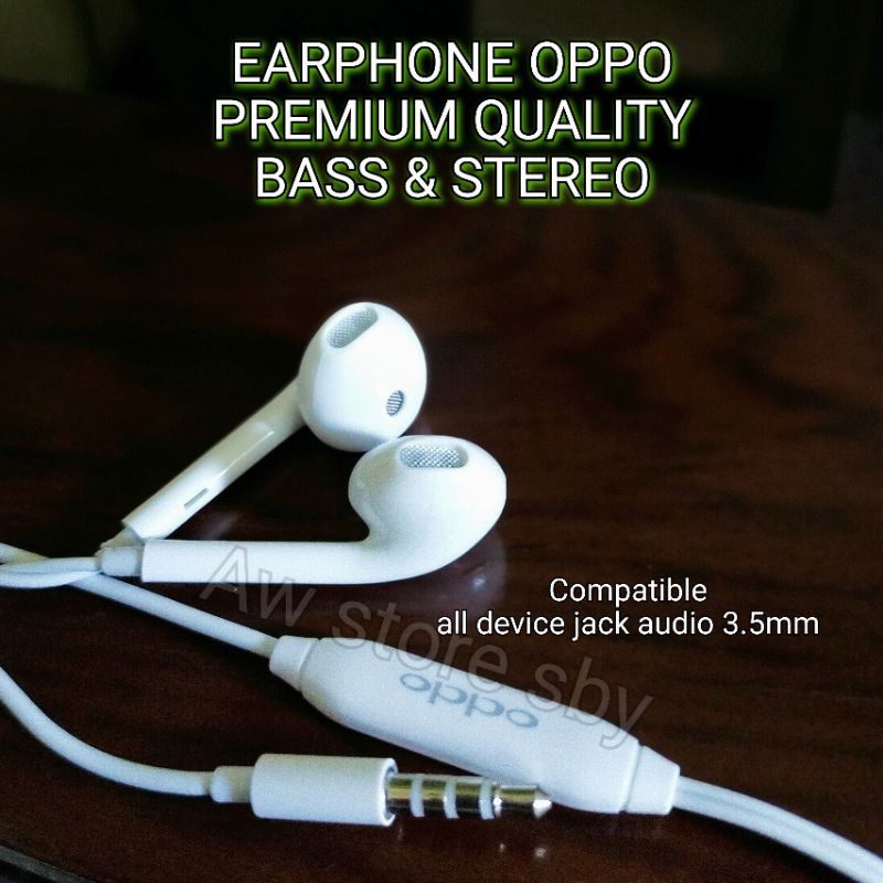 Earphone oppo ori Extra Bass Stereo Headset oppo A71 A83 A37 A39 A3S A5S A7 F1 F3 F5 F7 F9 F11 Neo 7 Neo 9