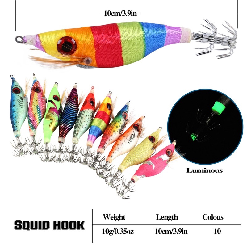 Sougayilang 10 cm/10g Gurita Udang Umpan Fishing Lure Desain Bercahaya Memancing Umpan Untuk Memancing Di Luar Ruangan