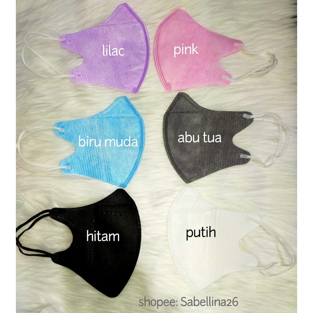 Masker duckbill garis warna abu, biru,  lilac, pink, putih, hitam mirip sensi