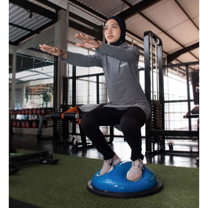 Baju kaos Atasan Tunik Olahraga Wanita Muslim Muslimah Hijab Panjang Busui Resleting Depan Anala Top