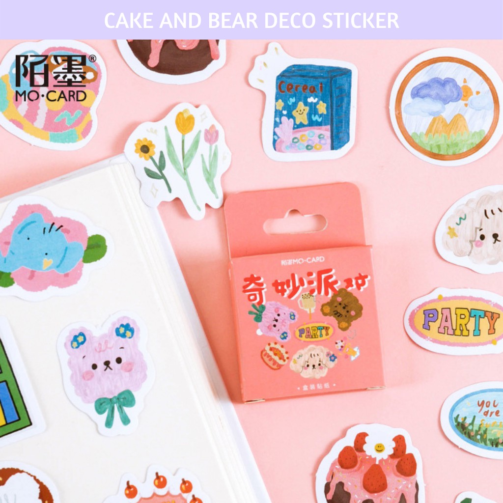 

Deco Sticker Cake & Bear 46 pc Bujo Planner Stiker Lucu Sticker Cantik
