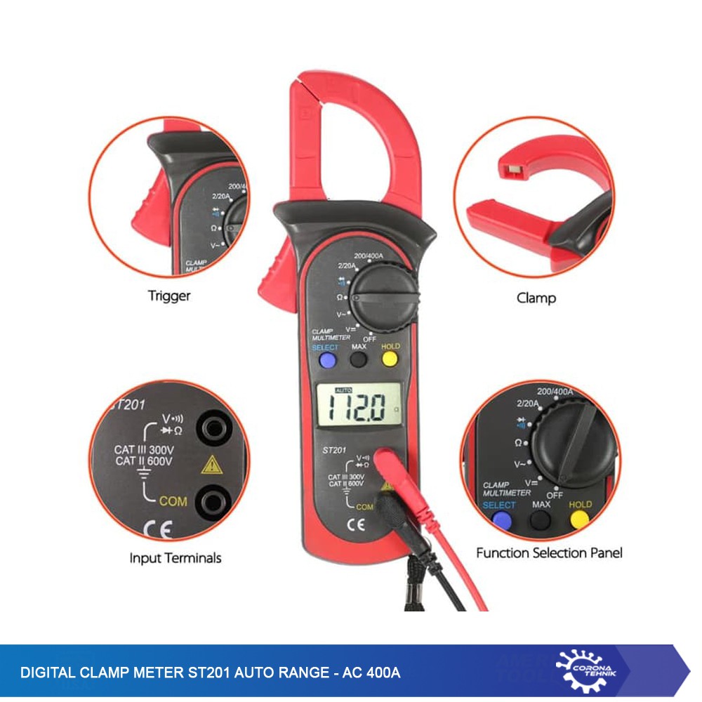 Digital Clamp Meter ST201 Auto Range - AC 400A